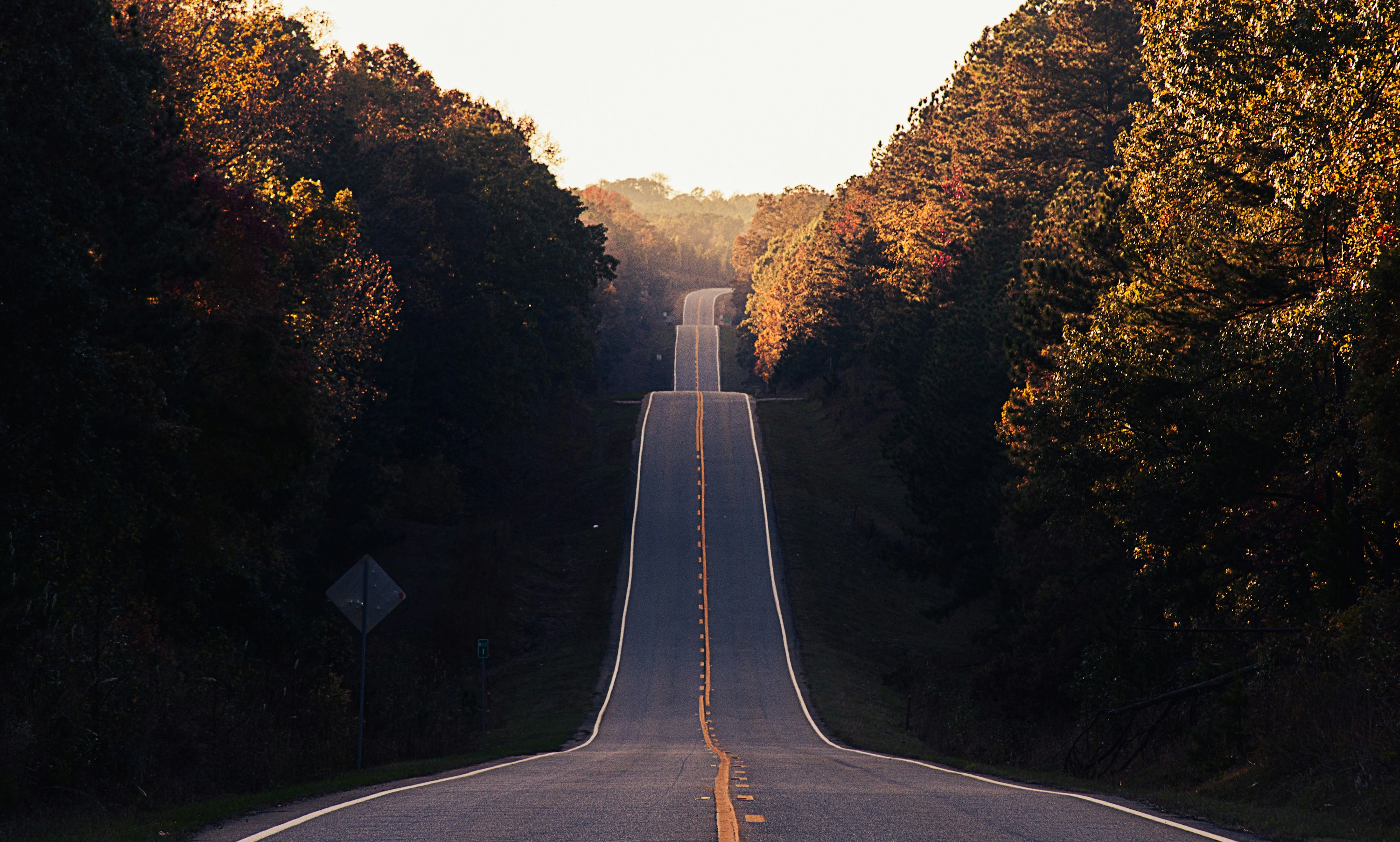 Open road at golden hour
